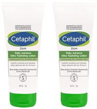 Cetaphil DAM Daily Advance Ultra Hydrating Lotion for Dry, Sensitive Skin| 30 g| Moisturizer with Shea Butter| Non-Greasy, Fragrance-Free| Paraben, Sulphate Free (Pack of 2)