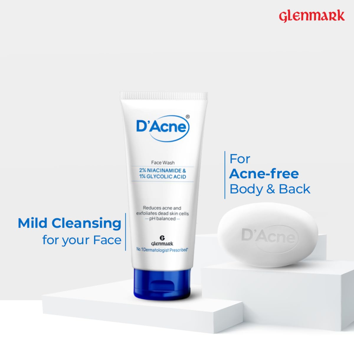 D'Acne Anti Acne Kit | Face and Body Acne Kit | Mild Cleansing Face Wash & Body Soap |Suitable for Oily and Acne-Prone Skin |Dermatologically tested|for Men & Women