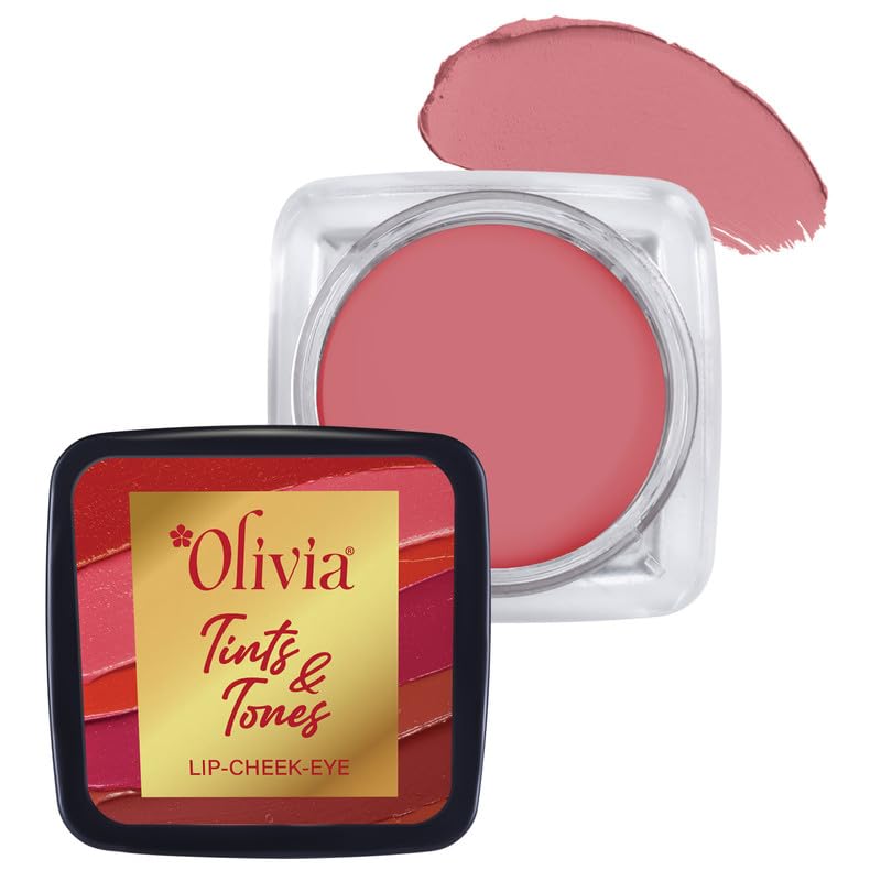 Olivia Tints & Tones for Lip, Cheek & Eye | Pink Lip & Cheek Tint (Pinkish Whisper - 03) | Easy to Blend, Long-lasting with Soft Creamy Finish | Parabens Free, No Harmful Colours or Preservatives | 5g