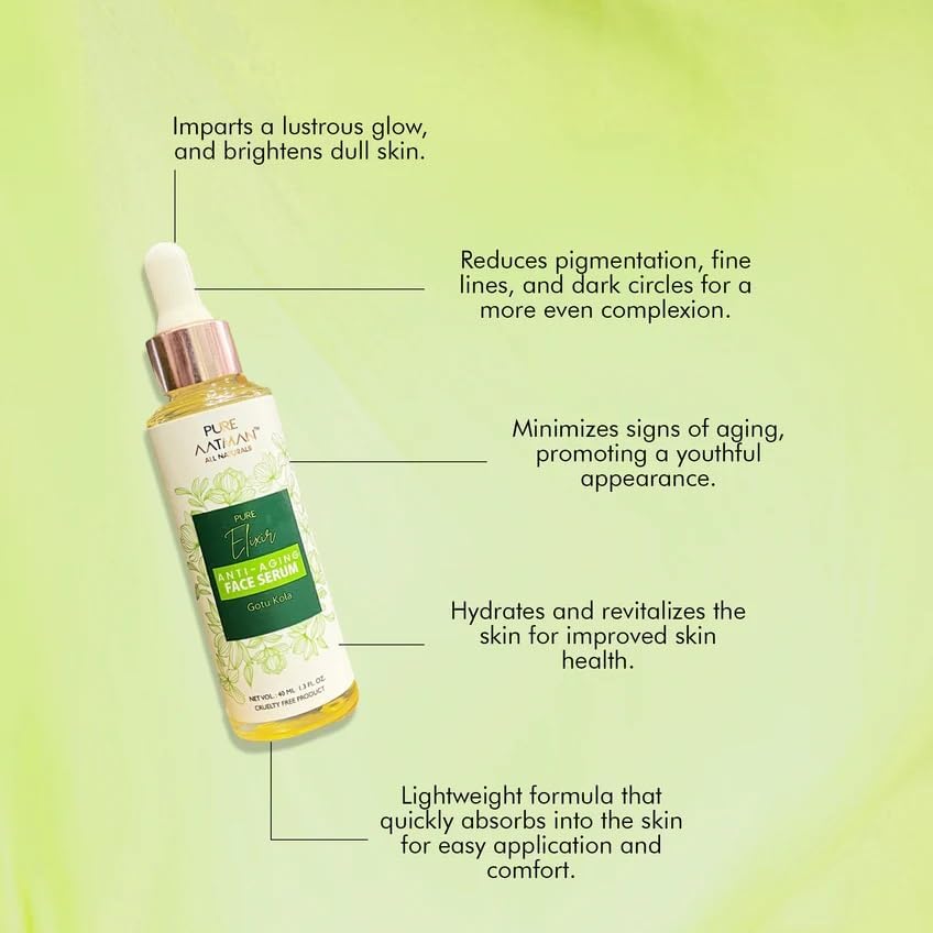 PURE AATMAN Gotu Kola face serum Anti-Aging & Firming for glowing skin Wrinkles & Fine Lines For Men & Women Increases Skin Glow Instantly Reduces Spots Bright skin (Pack of 2) 40ml