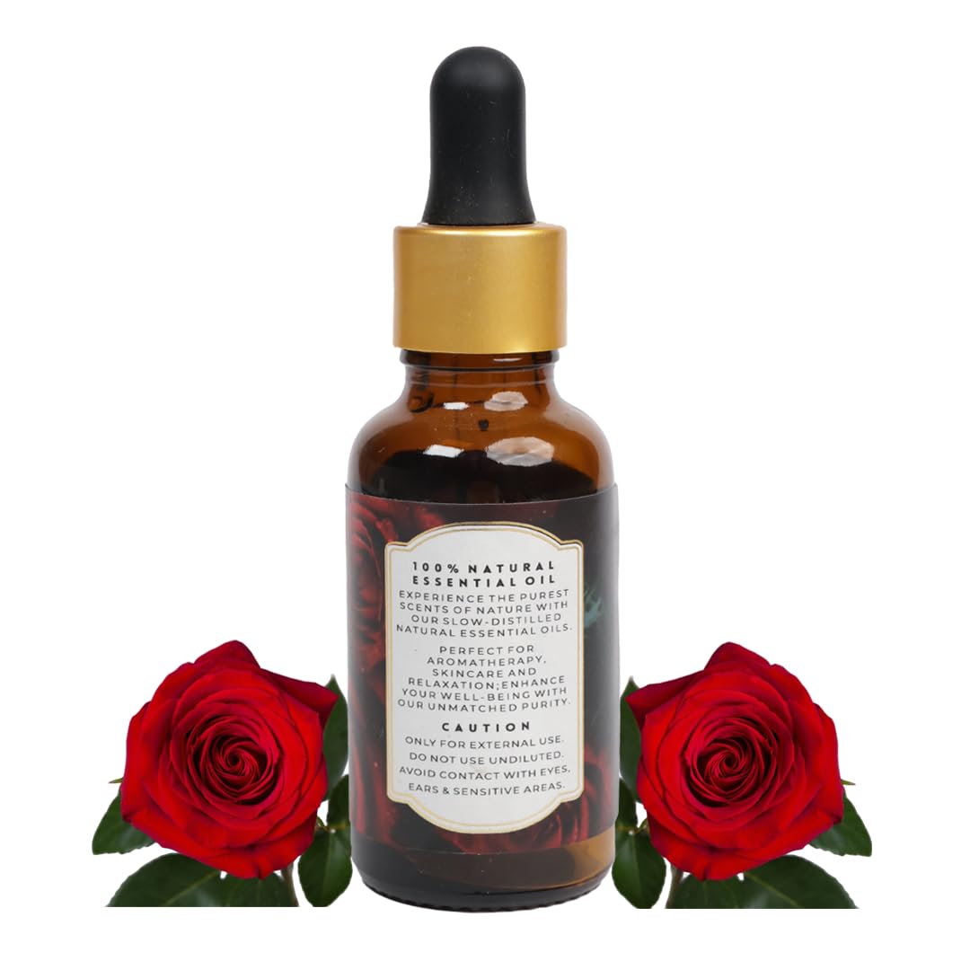 Luxurious ROSE Essential Oil |Therapeutic Grade|Organic & Natural| Exotic Essential Oils for Home, Diffusers, Skin, Aromatherapy, Bath, Massage,Humidifiers, Soap and Candle making| 30 ml