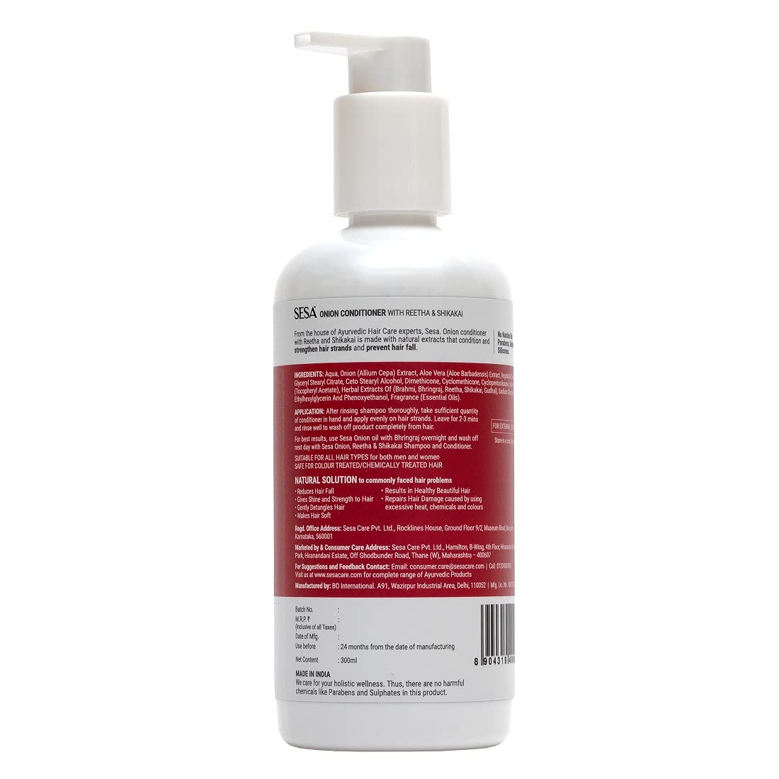 SESA Onion Anti-Hair Fall Combo for Complete Hair Care| Onion Shampoo - 300ml + Onion Conditioner - 300 ml