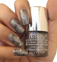 DeBelle Gel Nail Polish Polaris (Dark Metallic Grey Nail Paint)|Non UV - Gel Finish |Chip Resistant | Seaweed Enriched Formula| Long Lasting|Cruelty and Toxic Free| 8ml