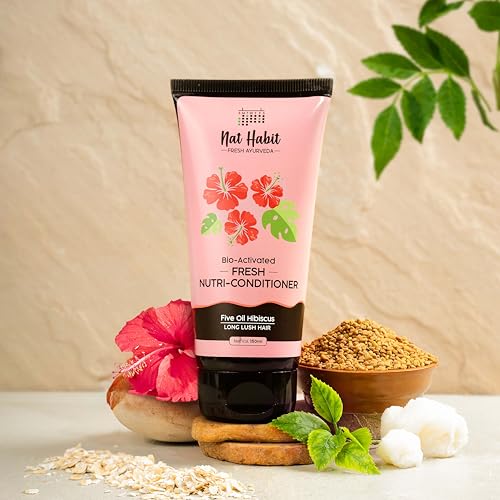 Nat Habit Five Oil Hibiscus Shampoo and Conditioner Combo for Women & Men Hair Fall Control, 72 Hr Frizz Control