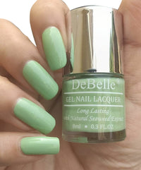 Debelle Gel Nail Polish Fleur Pistachio (Turquoise Mint Green Nail Paint)|Non Uv - Gel Glossy Finish |Chip Resistant | Seaweed Enriched Formula| Long Lasting|Cruelty And Toxic Free| 8Ml