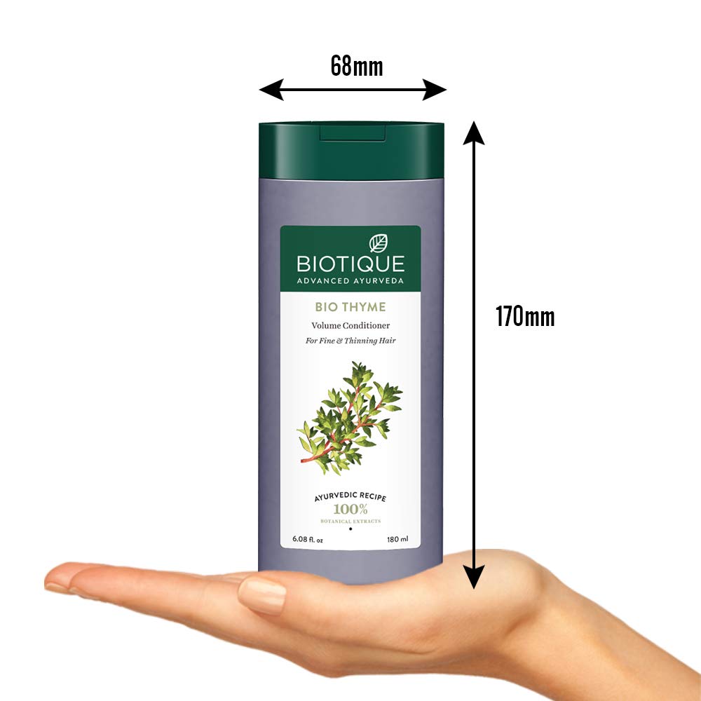 Biotique Bio Kelp Protein Shampoo for Falling Hair Intensive Hair Regrowth Treatment, 340ml & Biotique Bio Thyme Volume Conditioner for Fine and Thinning Hair, 180ml