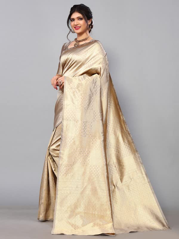 Satrani Women's Jacquard Poly Silk Saree With Unstitched Blouse Piece