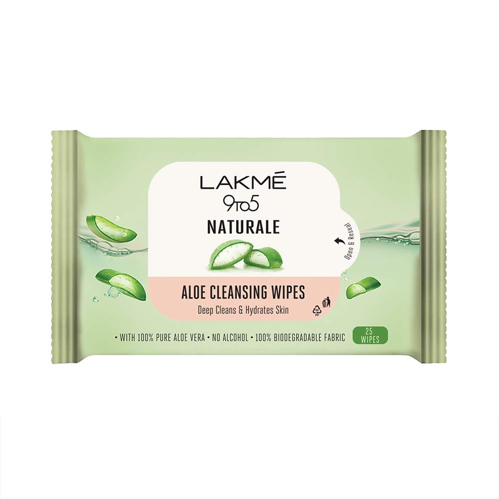 Lakmé 9To5 Natural Aloe Cleansing Wipes, 141 G