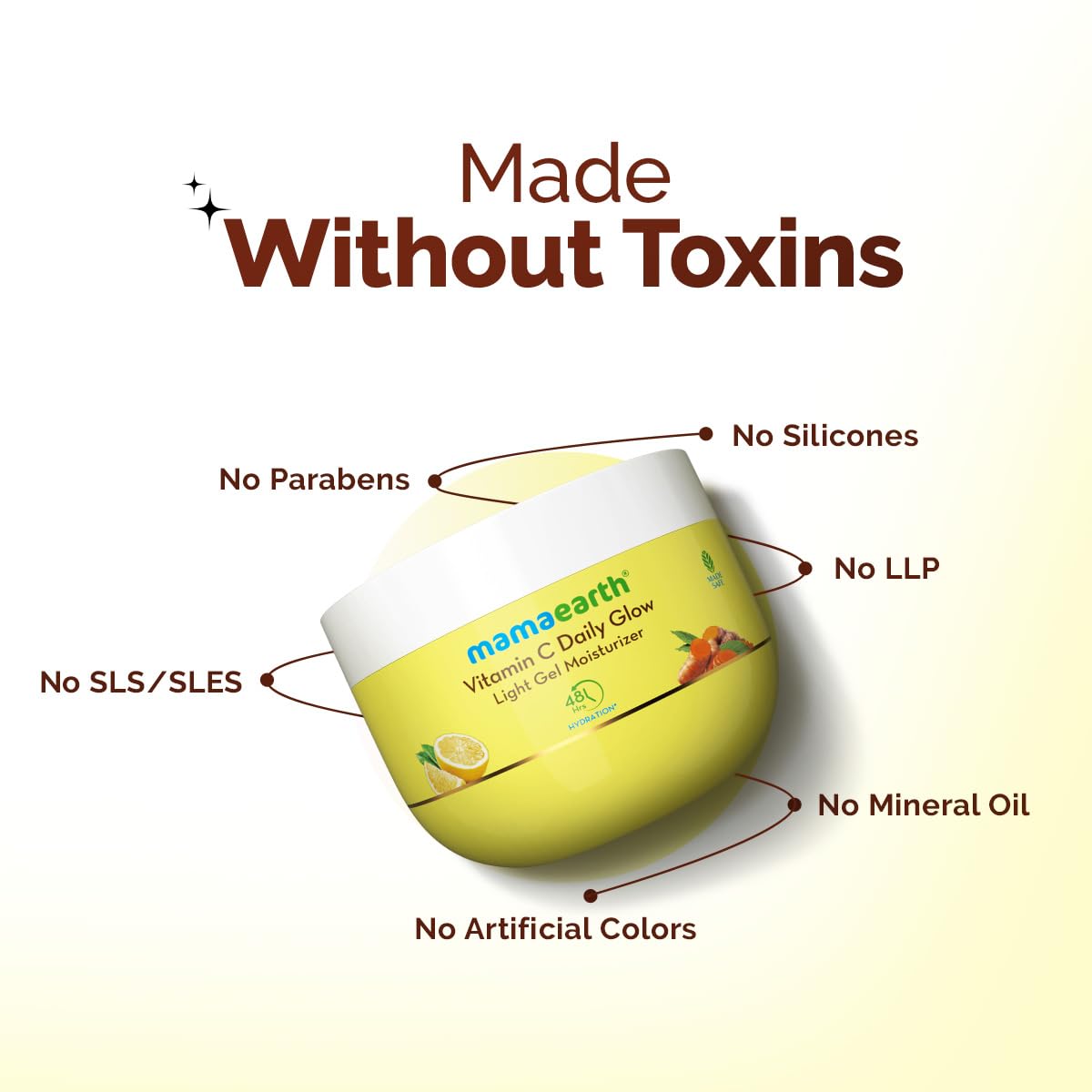 Mamaearth Vitamin C Daily Glow Light Gel Moisturizer with Vit C & Turmeric for Skin Brightening 200g |Long-lasting, Nonsticky Hydration | Oilfree, Lightweight &Quick-absorbing |Free from HarmfulChemicals