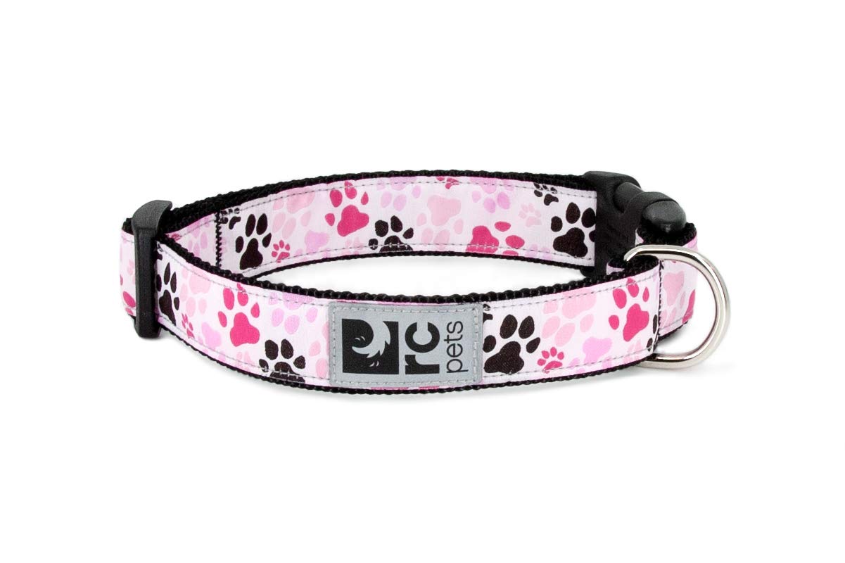 RC Pets 1 Inch Adjustable Dog Clip Collar, Large, Pitter Patter Pink