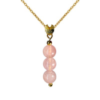 Rose Quartz Crystal Necklace, Gold Necklace for Women, Angel Wing Pendant and Delicate 6MM Ball Beads, Birthstone Gemstone Necklace for Women, February, October Gift of Healing the Mind Necklace Rose Quartz