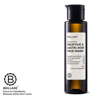 Brillare 2% Salicylic & Lactic Acid Face Wash | Deep Cleansing, Oil Control & Acne Care | With Zinc for Oily & Sensitive Skin (100ML)