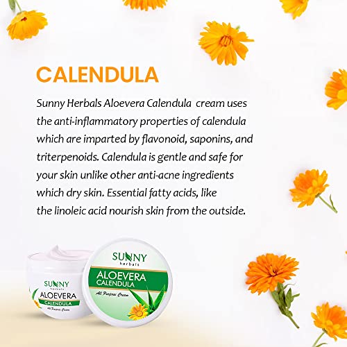 Sunny Herbals Aloevera & Calendula All Purpose Face Cream | Helps Prevent Scarring & Sunburn | Calendula Suitable For Delicate Skin | Aloevera Helps To Moisturize Skin & Gives a Healthy Glow, 500 gm