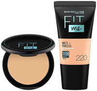 Maybelline New York Liquid Matte Full Coverage Foundation oil For Normal, Combination And Oily Skin, 220 Natural Beige & New York Compact Powder, Warm Nude, 8G, Pack Of 1