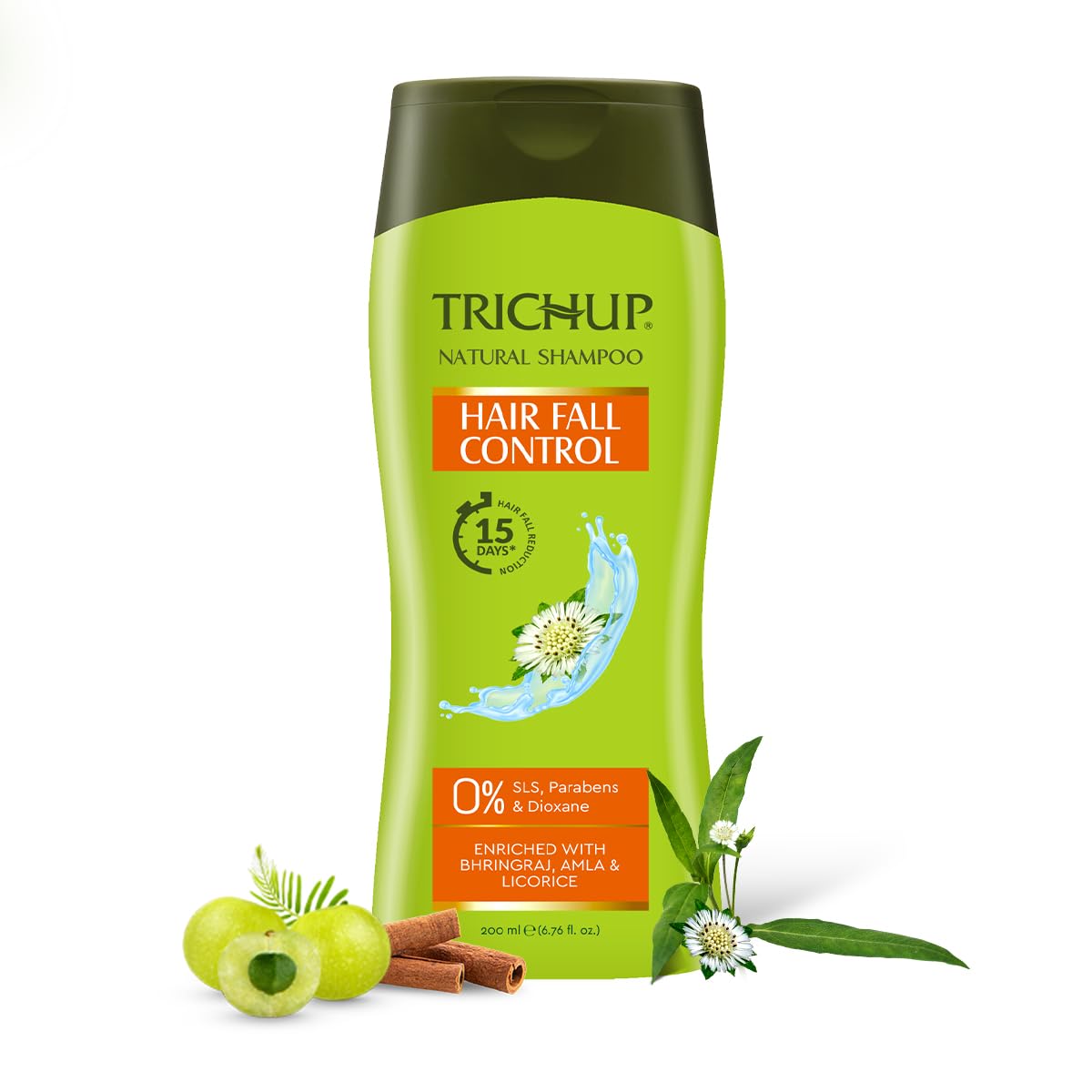 Trichup Hair Fall Control Herbal Shampoo - Enriched Amla, Licorice & Bhringaraj - Help to Reduce Hair Fall & Thinning Hair (200ml)