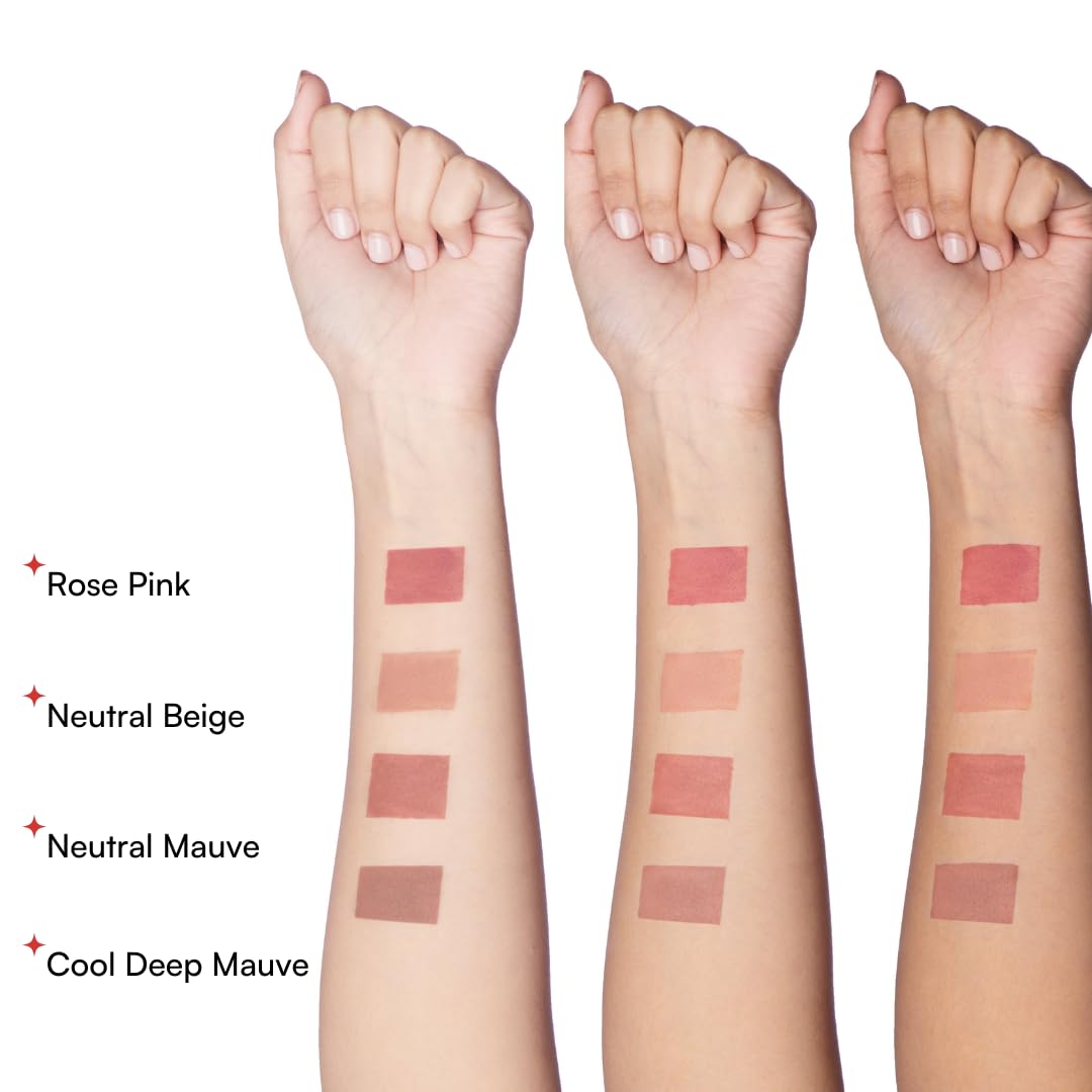 Gush 4 in 1 Matte Liquid Lipstick | Waterproof and Smudge proof | Non Sticky & Non Drying | Highly Pigmented | Infused with Shea butter and Jojoba oil to prevent dryness (8.4 ml) (Dark Nude)