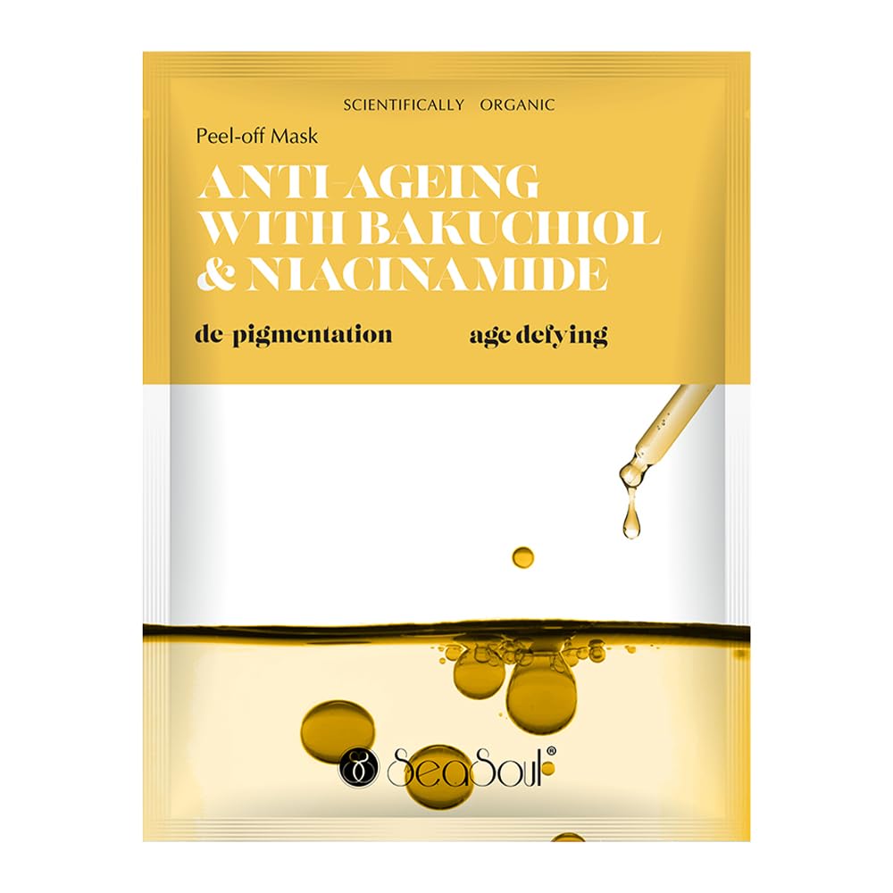 SEA SOUL Anti-Ageing Peel Off Mask - 20g | With Bakuchiol & Niacinamide for Skin Brightening, Fine Line Reduction & Collagen Boost | Anti Wrinkle & Detox Face Mask for Glowing Skin