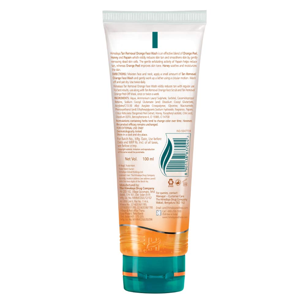 Himalaya MEN Power Glow Licorice Face Wash, 100ml & Himalaya Tan Removal Orange Face Wash, 100ml