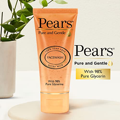 PEARS Pure and Gentle Daily Cleansing Facewash, Mild Cleanser With Glycerine, Balances PH, 100% Soap Free, 150 g