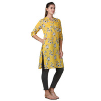 in. fuse by Shoppers Stop Mandarin Neck Printed Cotton Women Straight Fit Kurta