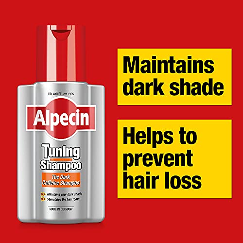 Alpecin Tuning Shampoo 200ml | Preserves Natural Hair Colour and Supports Natural Hair Growth | Dark Caffeine Shampoo to Cover Early Grey Hairs | Hair Care for Men