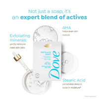 Dove Exfoliate Away Serum Beauty Bar | 4% Refining Serum + AHA | Micro-polishes for silkier skin | Paraben & SLS free | 375g (125g x 3)