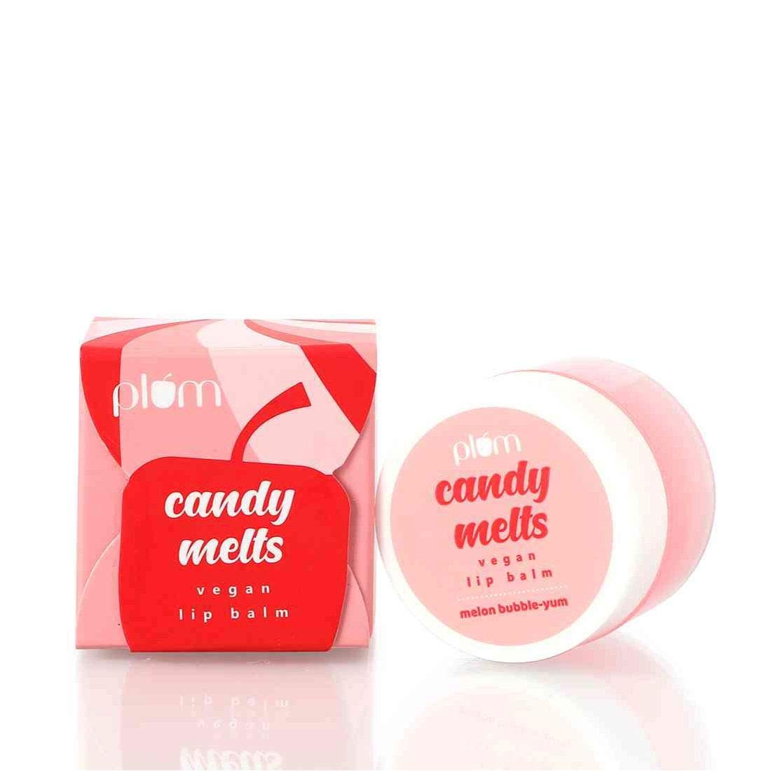 Plum Candy Melts Vegan Lip Balm | Melon Bubble-Yum | Natural UV Protection | Ultra Moisturization | Added Shine | 100% Vegan | Paraben Free | 12g