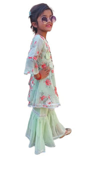 FNOCKS Girls Georgette Anarkali Kurta and Sharara Pants 7 Years-8 Years