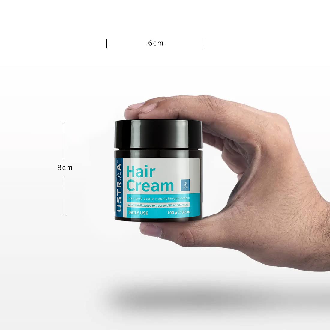 USTRAA Hair Cream for Men - 100g - For Daily Use with Light Hold- Style & nourishment | Wheat Germ Oil | Wild Flax Seed Extracts | Moisturizes Hair | Non-sticky, Sulphate & Paraben FREE