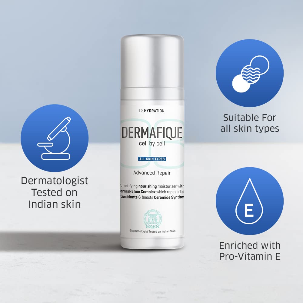 Dermafique Advanced Repair Night Cream with Niacinamide – 30g, Moisturizer for Face, 5x Ceramide Synthesis, Boosts Collagen Production, Enriched with Pro Vitamin E, Suitable for All Skin Type | Dermatologist Tested