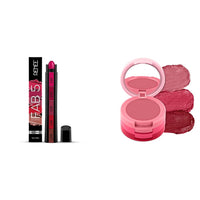 RENEE FAB 5 Glossy 5 in 1 Lipstick 7.5 Gm & RENEE Glam Stack 3-In-1 Lip & Cheek Tint - Pink 4.5g - 3 Shades in 1