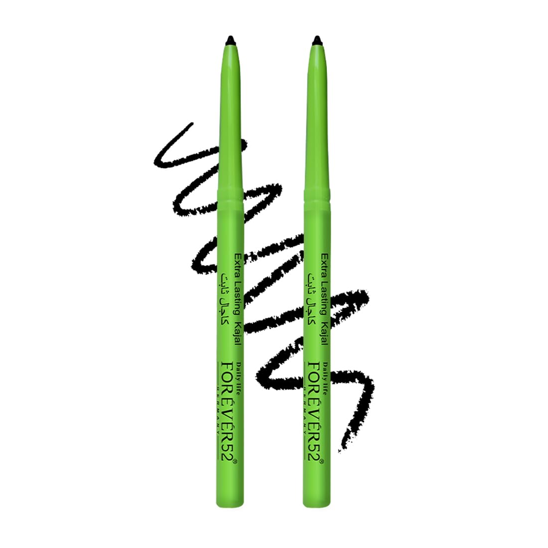 Daily Life Forever52 Amazonic Black Kajal (2pcs) 24Hr Long Stay | One Stroke Smooth Glide | Waterproof, Smudgeproof & Fadeproof | Intense Matte Finish - Safe for Eyes