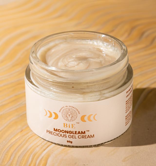 BiE Moongleam Gel - Illuminating Face Cream with Diamond, Silver Dust & Pearl Protein for Radiant Finish | Adds Subtle Shimmer, Hydrates, Glow Boosting Primer, Strobe Cream, Highlighter | All Skin Types | Unisex | 50gm