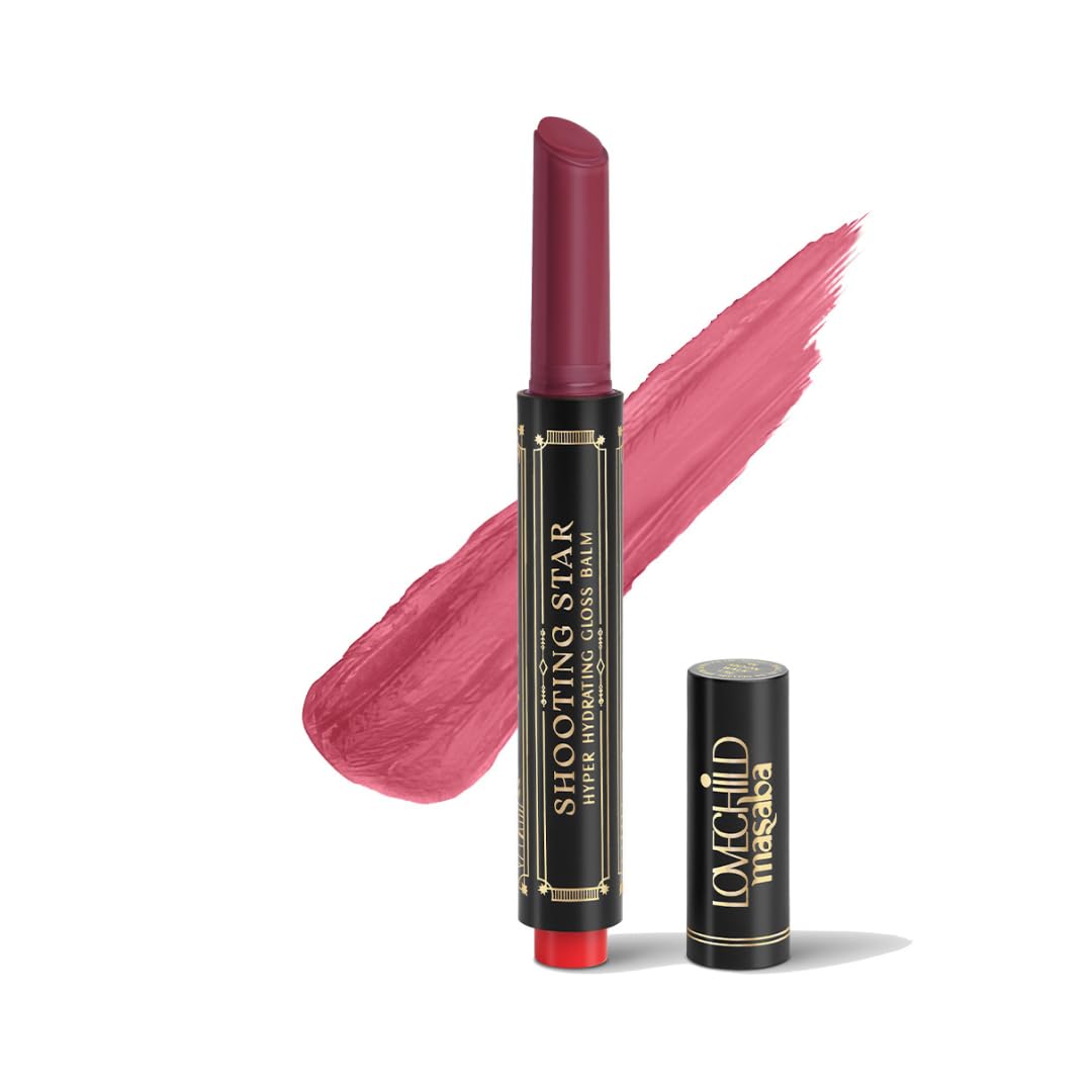 LoveChild Masaba Hyper Hydrating Gloss Balm Stick (Berry Pink) | 3-in-1 Plumping Lip Gloss Balm For High Shine | Enriched with Peptide, Squalene & Jojoba For Hydration | Cosmic Crush, 1.8g