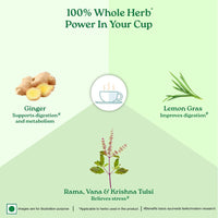 A TATA Product - Organic India Tulsi Green Tea Lemon Ginger - 25 Teabags, Herbal Blend with Green-Tea, Tulsi, Lemon & Ginger, Supports Digestion, Refreshing Taste, Natural Ingredients