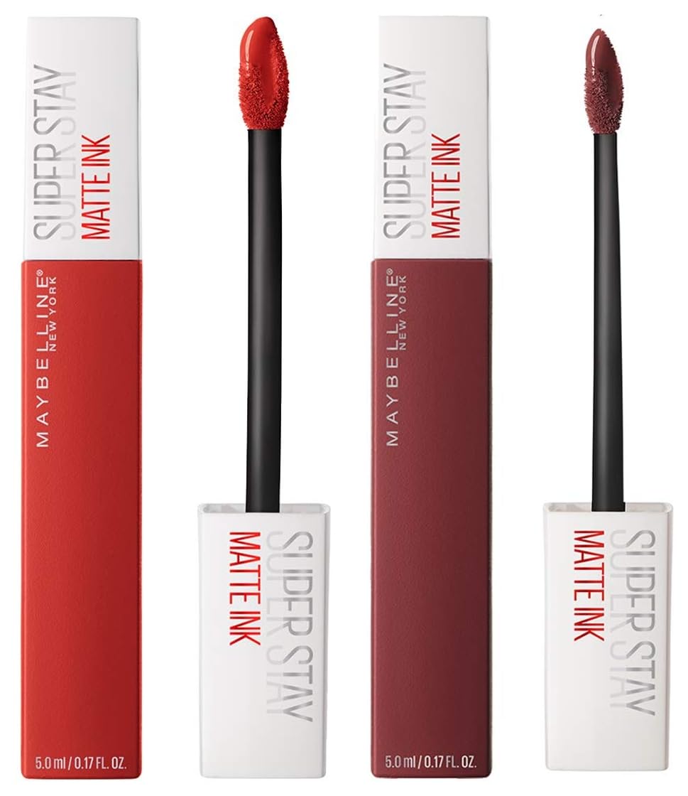 Maybelline New York Super Stay Matte Ink Liquid Lipstick, 50 Voyager, 5ml and Maybelline New York Super Stay Matte Ink Liquid Lipstick, 118 Dancer, 5g