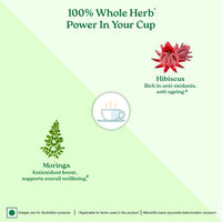 A TATA Product - Organic India Moringa Hibiscus Infusion, 25 Tea Bags, Certified Organic, Antioxidant-Rich, Caffeine-Free, Whole Herb Blend