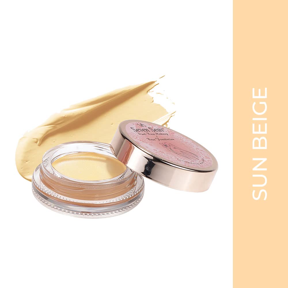 Seven Seas Mousse Foundation for All Skin Types | Lightweight, Full Coverage Concealer With SPF | Long Lasting Matte Finish Face Makeup (Sun Beige)