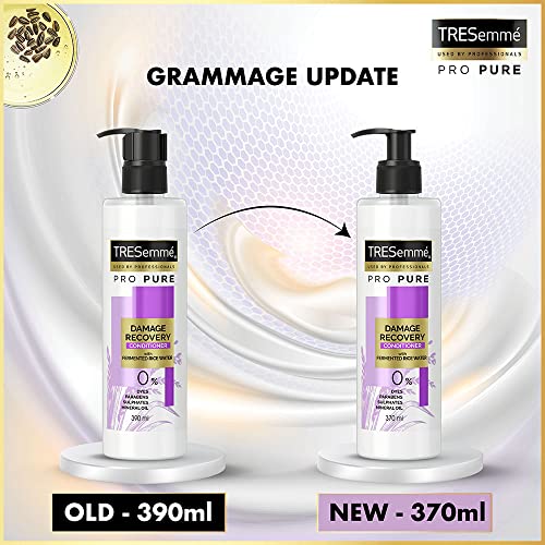TRESemme Pro Pure Damage Recovery Conditioner For Damaged Hair, 370 Millilitre With Fermented Rice Water, Sulphate Free & Paraben Free (Jasmine)