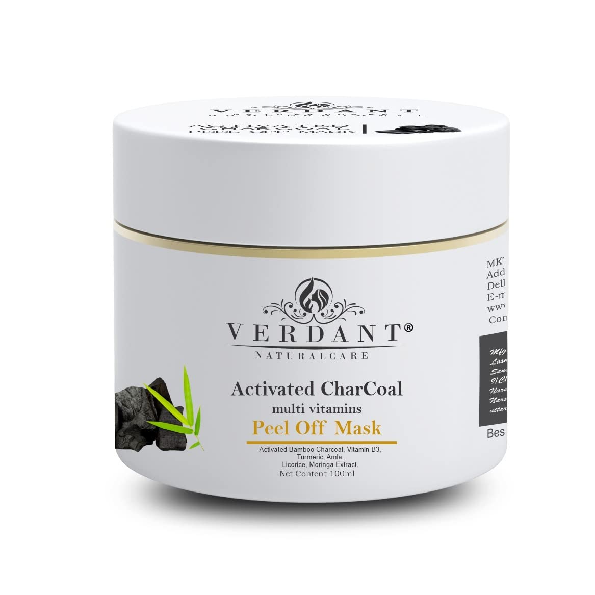 Verdant Natural Care Activated Charcoal Peel Off Mask With Bamboo Charcoal, Turmeric, Vitamin B3 & Licrorice |No Paraben, Silicones -100g