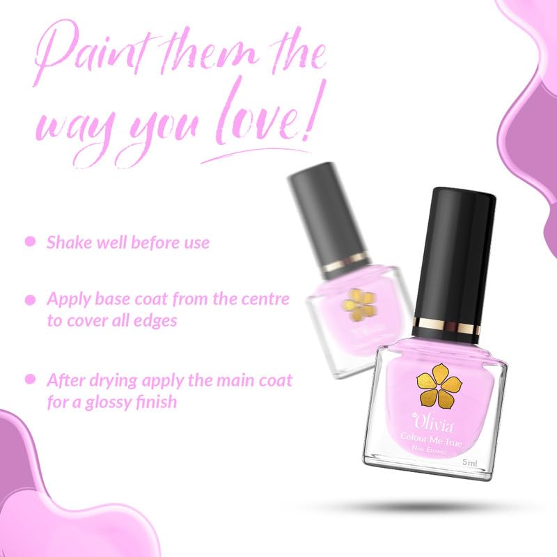 Olivia Nail Paint for Glossy Finish - 5ml (6 Merry Pink)