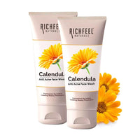 Richfeel Anti Acne Calendula Face Wash | Power of Soothing Calendula Extracts | For Skin prone to Acne & Blemishes | Physician Formulated | Helps Calm & Replenish Skin | 100 g (Pack of 2)