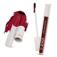 Juice Red Carpet - M02 Kiss Sensation Lipstick & Maroon Bliss - M08 Color Luxe Liquid Lipstick with Goodness of Bio Retinol, & SPF 15 UV Protection