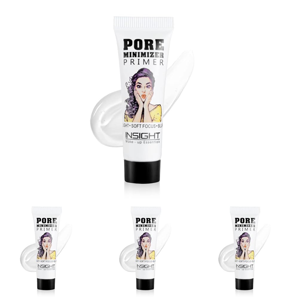 Insight Cosmetics Pore Mnimizer Primer |Primer For Face Makeup | Pores and Fine lines minimizer | Hydrating and moisturising | Infused with Aloe Vera | Silk Matte Finish (10 ml) (Pack of 4)