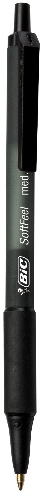BIC Soft Feel Black Retractable Ballpoint Pens, Medium Point (1.0mm), 5-Count Pack, Black Pens With Soft-Touch Comfort Grip Black, Medium Point 5 Count (Pack of 1)