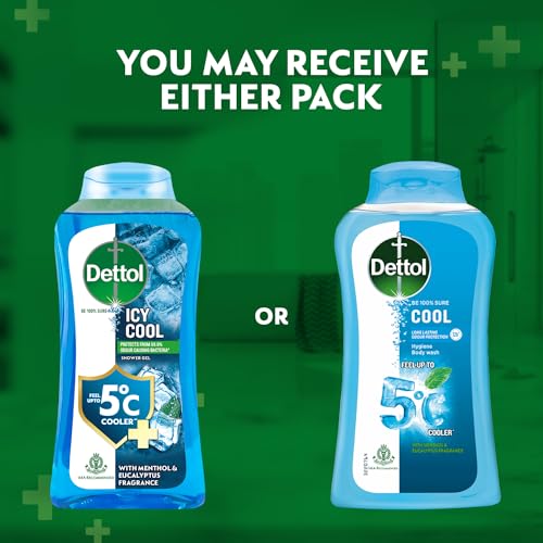 Dettol Body Wash and Shower Gel for Women and Men, Cool - 250ml | Soap-Free Bodywash | 12h Odour Protection