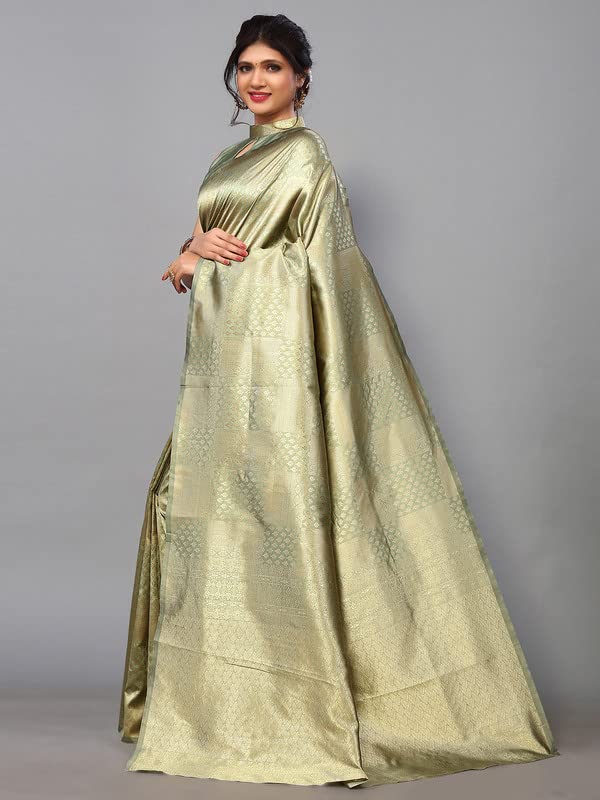 Satrani Women's Jacquard Poly Silk Saree With Unstitched Blouse Piece