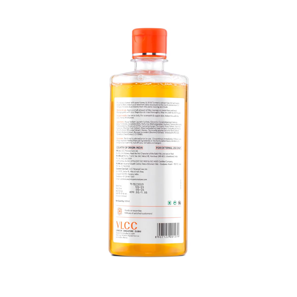 VLCC Wild Turmeric Face Wash - 500 ml | Antiseptic cleanser for clear, bright skin | Fights pollution | Cleanses pores | Helps prevent skin damage | Turmeric & honey for soft, glowing skin.
