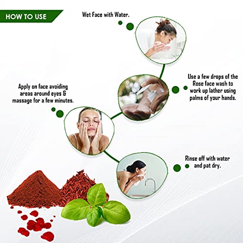 Khadi Mauri Herbal Rose Face Wash - Powerful Antioxidants to Repair Skin Damage, Gentle Cleanser to fight Acne & Spots - 210 ML