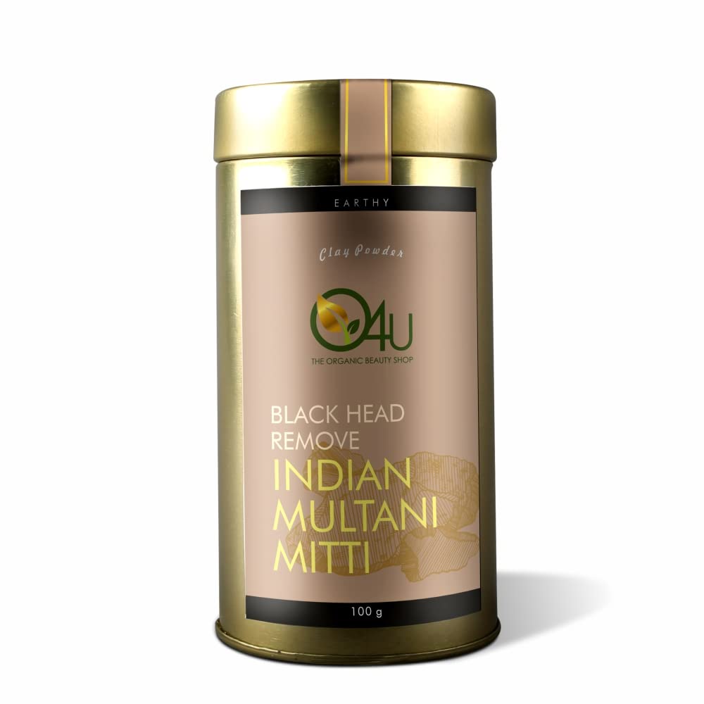 O4U Indian Multani Mitti Powder for Black Head Removal, Oil Control, Naturally Glowing Skin, Soft & Silky Hair, Dandruff Clearance | USDA Certified, 100% Pure & Organic | (100g)